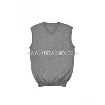 Men's Knitted Essential V-neck Cotton Cashmere Vest